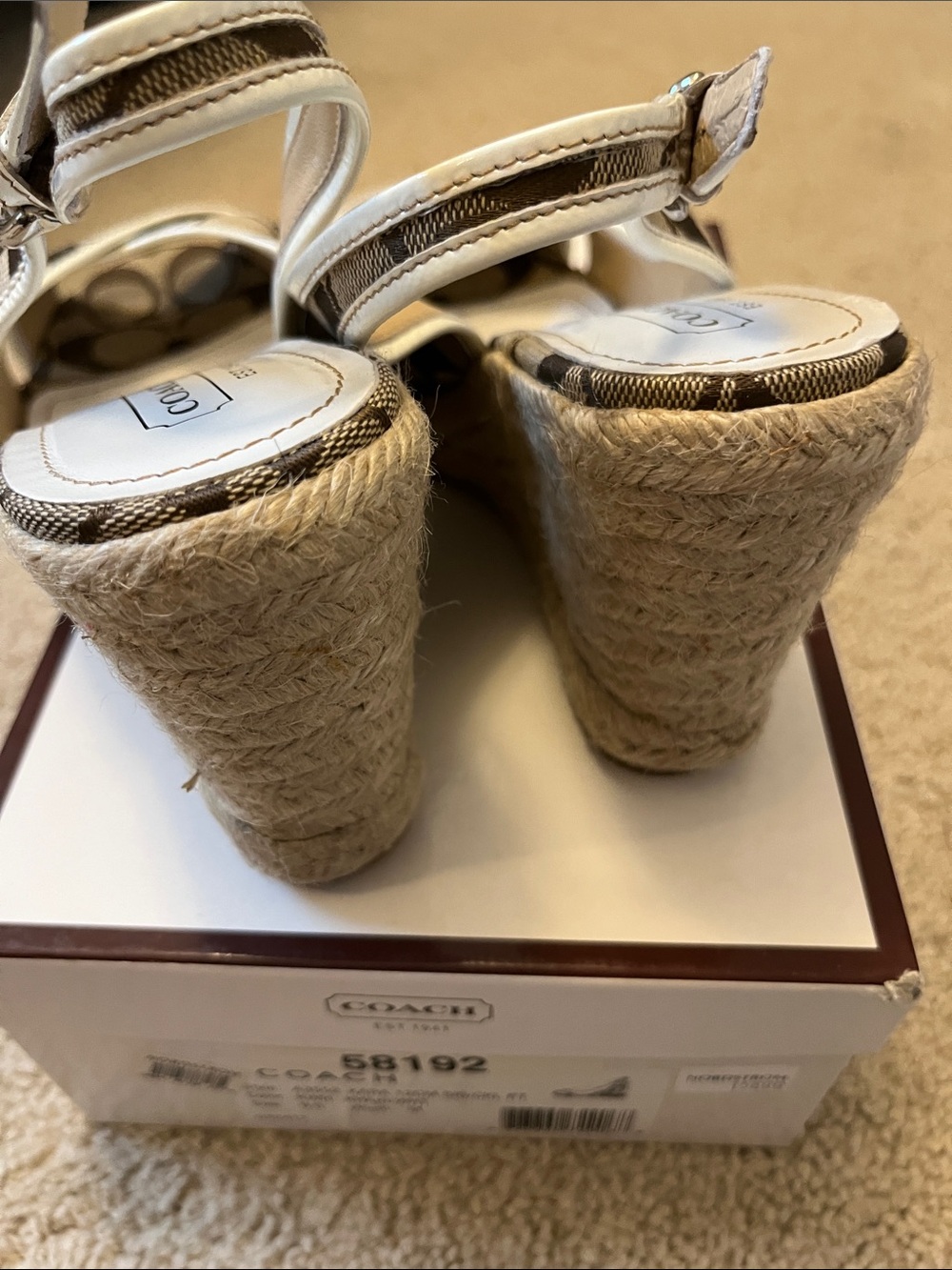 EUC Coach Taupe Signature Canvas Wedge Sandals - Picture 7 of 9